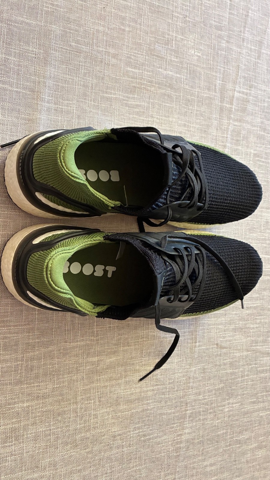 Size 12 – Men’s adidas UltraBoost 19 Black Tech Olive Green (Used – Good)