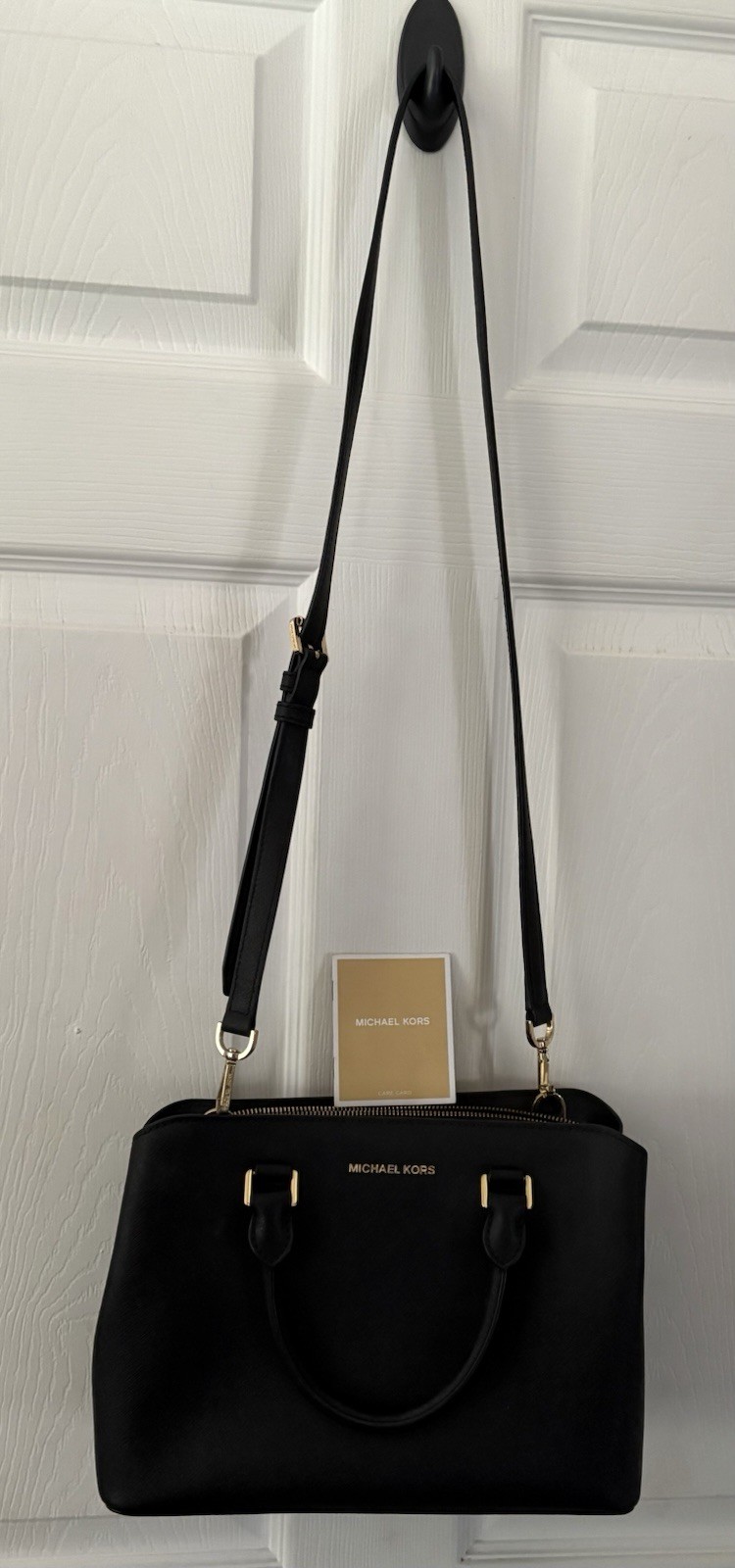 Michael Kors Black Saffiano Leather Savannah Convertible Satchel Bag