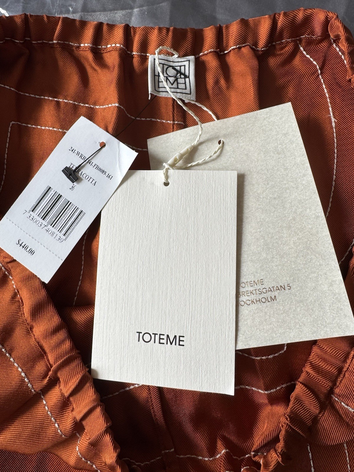 Toteme Monogram Silk PJ Inspired Shorts Terracotta Women’s 36 (4)
