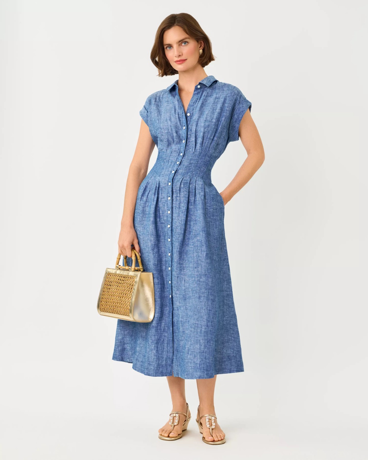 Lilly Pulitzer Tonya Linen Midi Shirtdress, All Size.