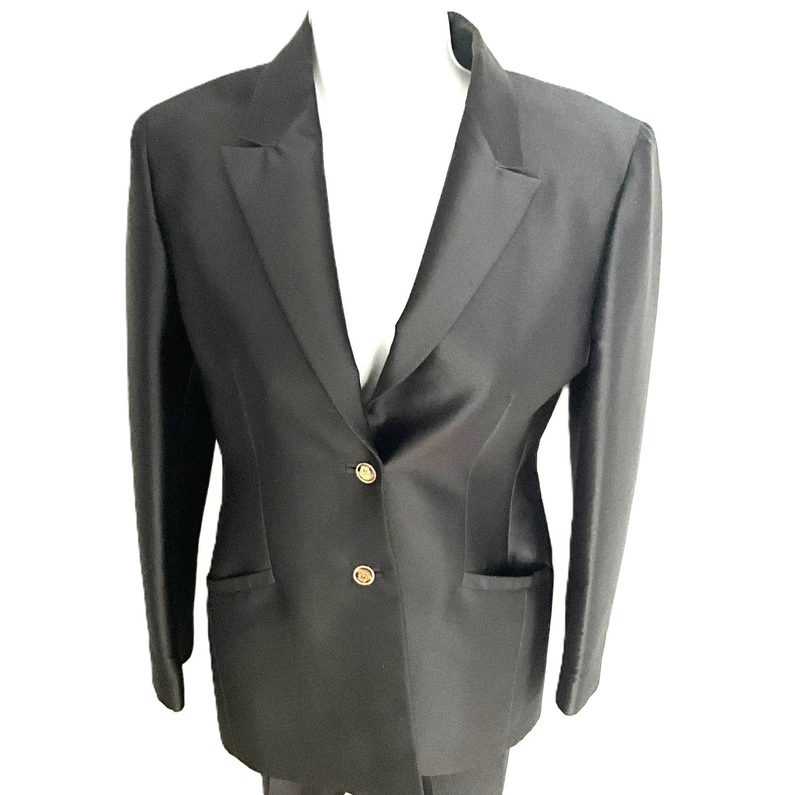 Vintage Gianni Versace Black Tailored Paintsuit Set Size IT 40 Italy