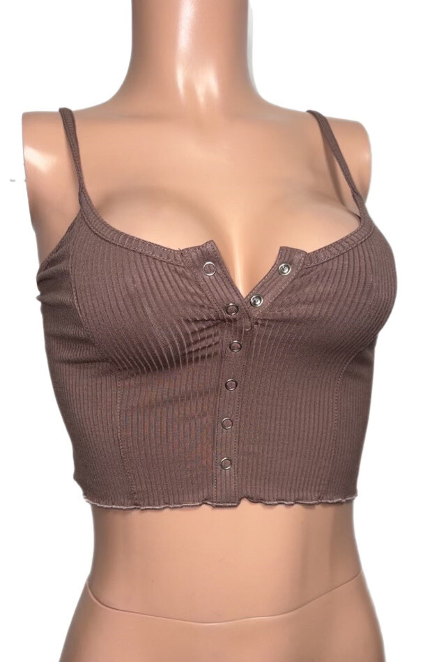 Y2K Style Cocoa Knit snap down cami crop top New Love Tree active top fairycore