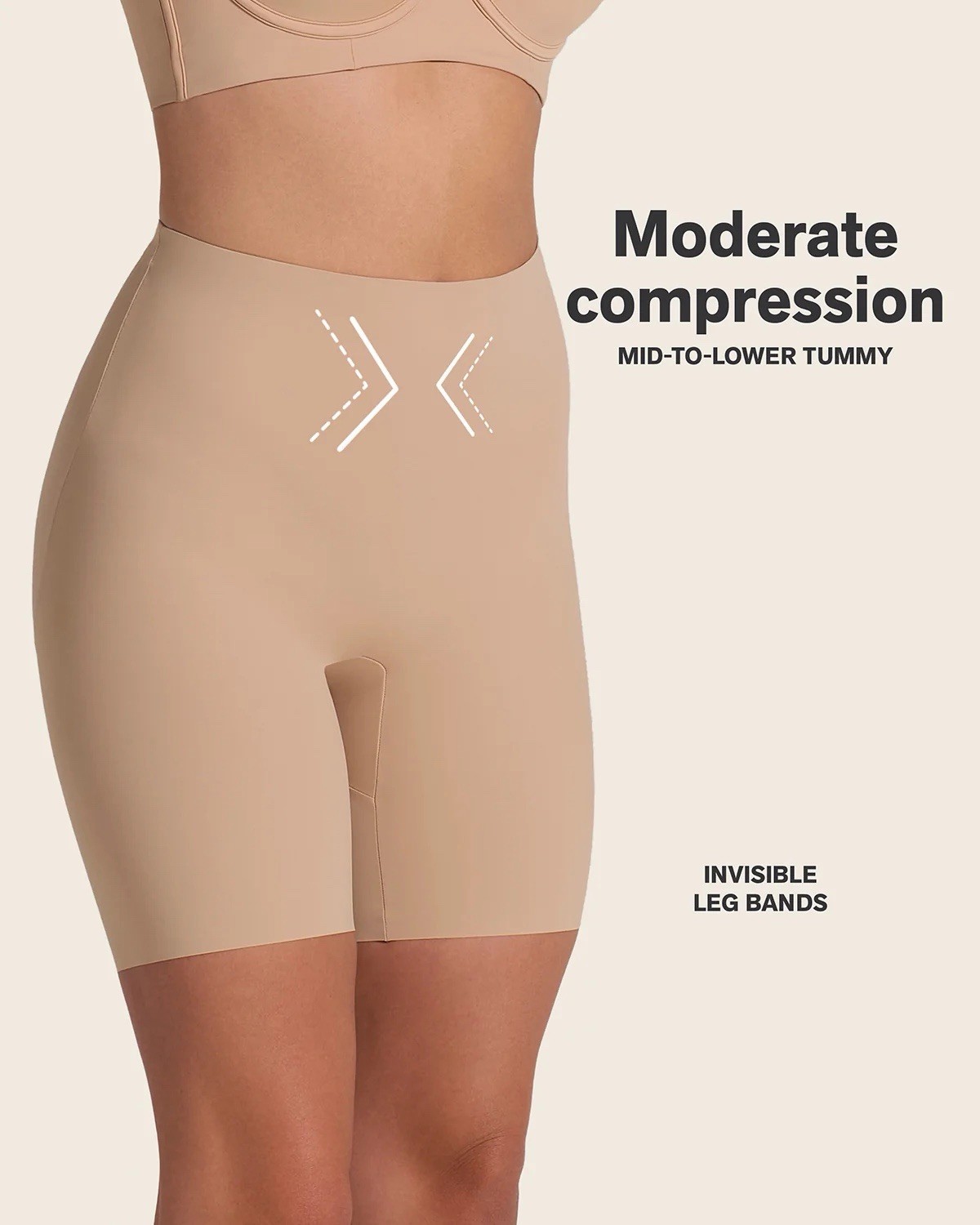 Leonisa NEW Golden Beige Small Midrise Anti Chafing Butt Lifter Shaper Short