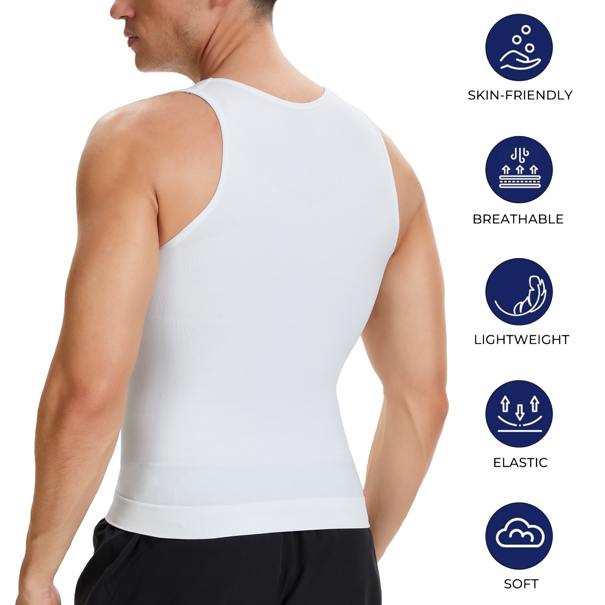 Men Compression Workout Tank Tops Slim Body Shaper Vest Tummy Control Shapewear
