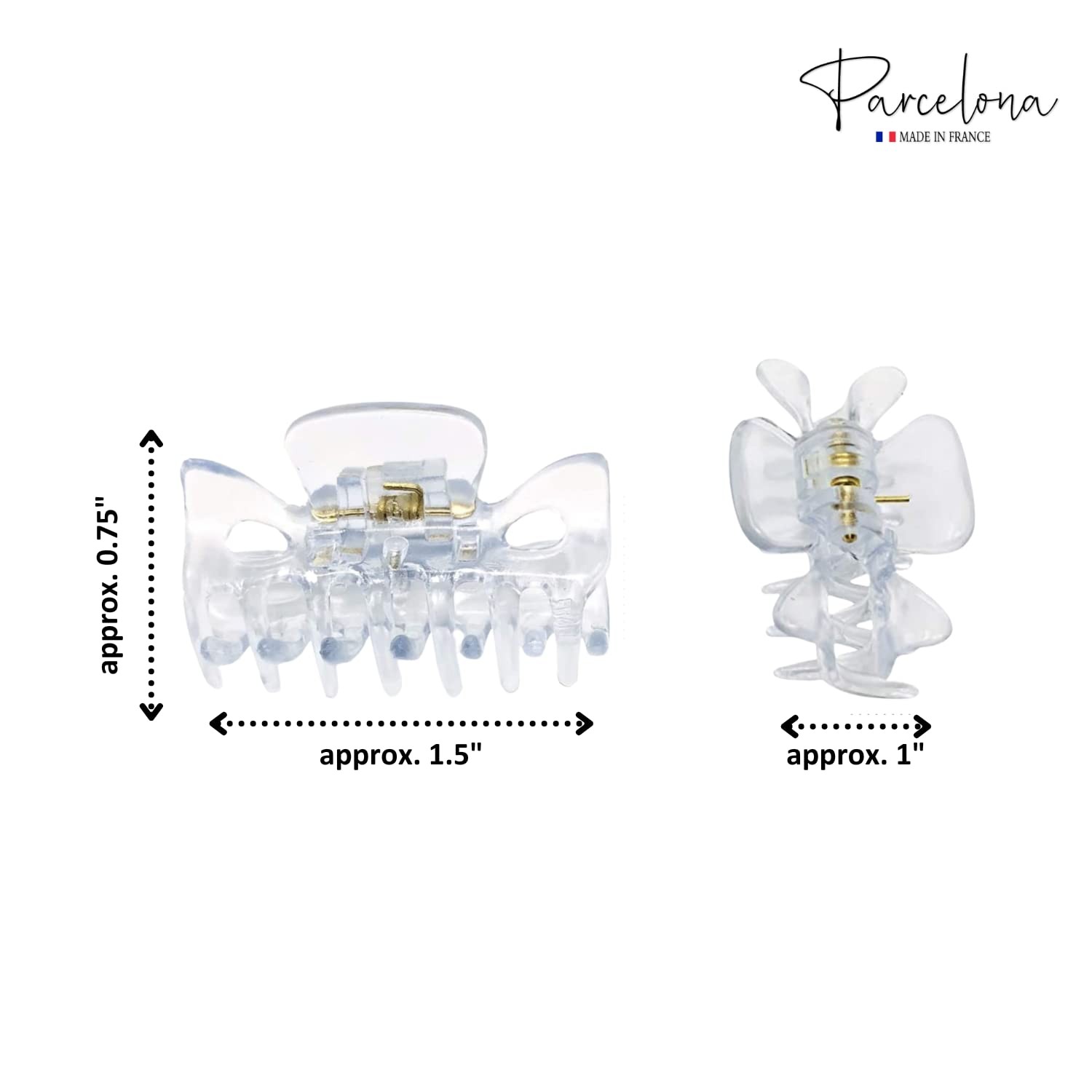 Parcelona French Classic 1.5″ Small Celluloid Set of 3 Hair Claws for Women