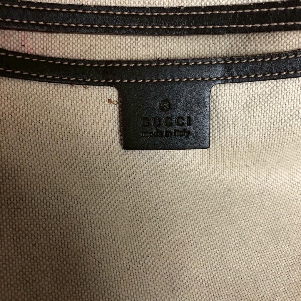 GUCCI GG Supreme 2WAY Business Briefcase Bag Beige Brown Canvas Auth