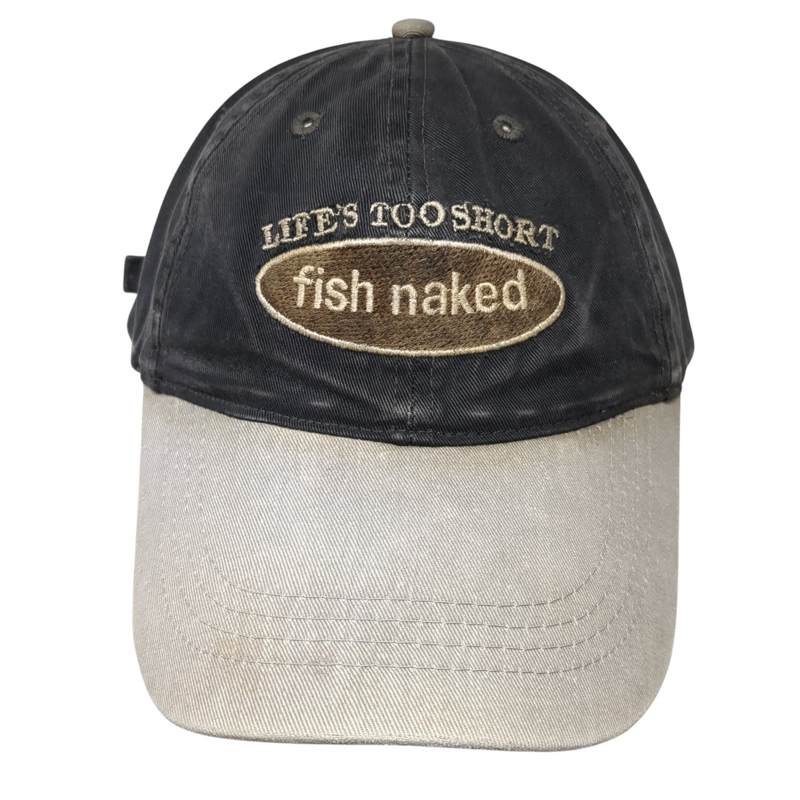Life’s Too Short Fish Naked Slideback Baseball Cap Gray One Size Adjustable Otto
