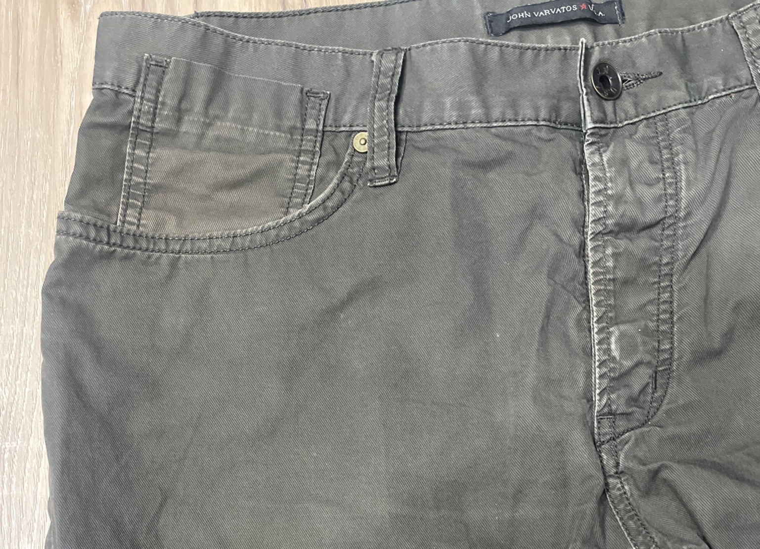 John Varvatos USA Button Fly Lightweight 5-Pocket Pants Olive Green Size 34
