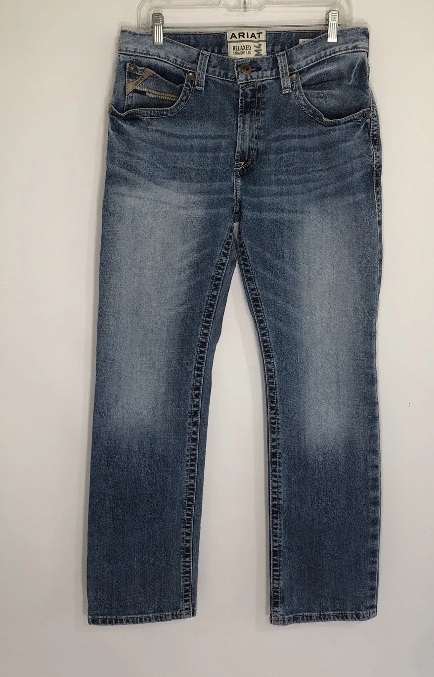 Mens Ariat M4 Longspur Straight Leg Jeans 33×32 Blue Denim Dakota