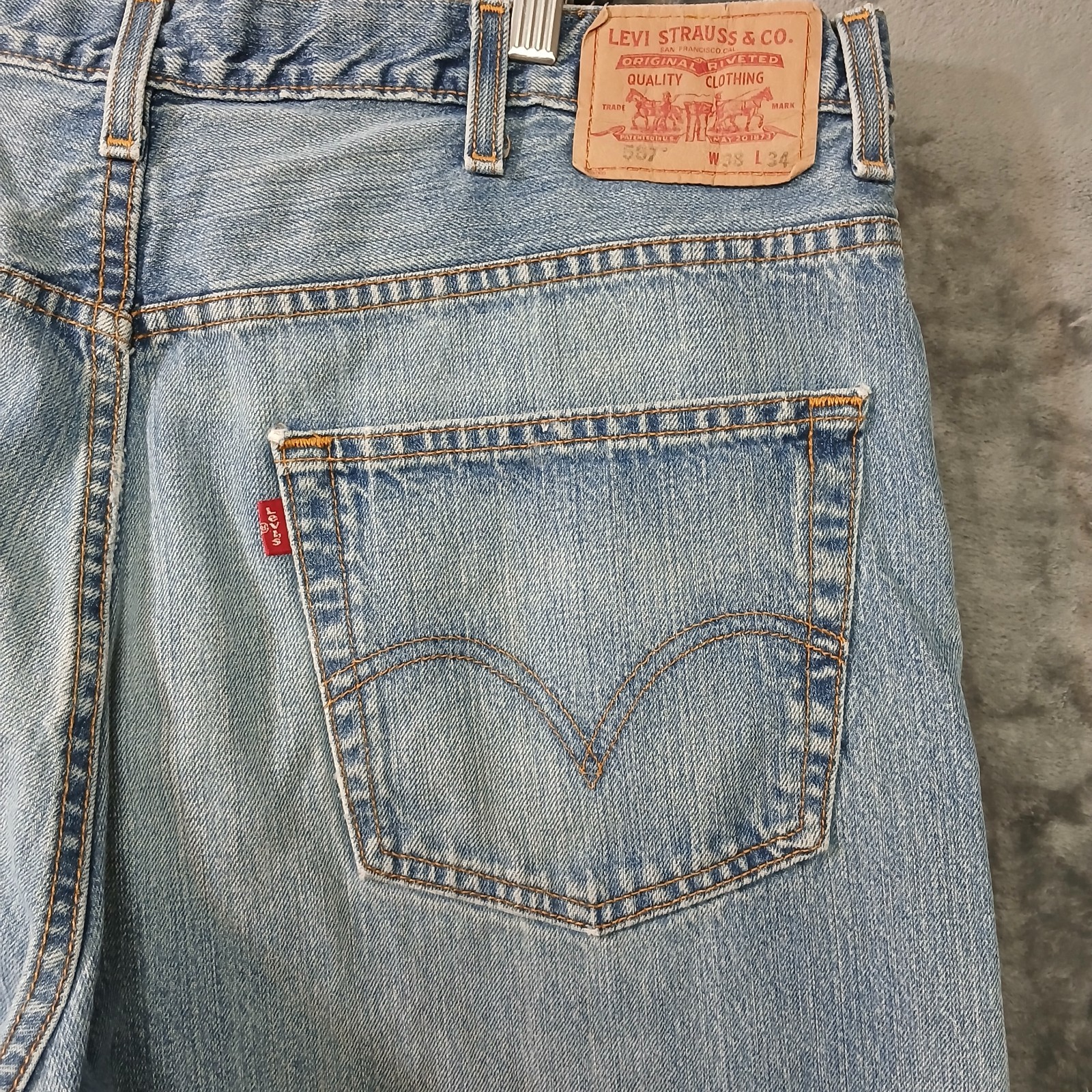 VINTAGE Y2K LEVIS 567 JEANS MENS 38X29 BLUE BOOTCUT LOOSE LIGHT WASH