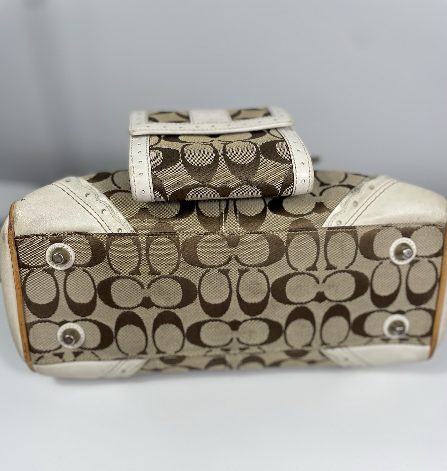 Coach Vintage Hampton Tassel Satchel 1447 Jacquard Canvas Leather COA & Wallet
