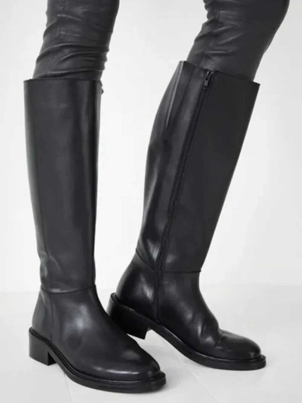 Reformation Nancy Knee High 100% Genuine Leather Black Riding Boots DUPE