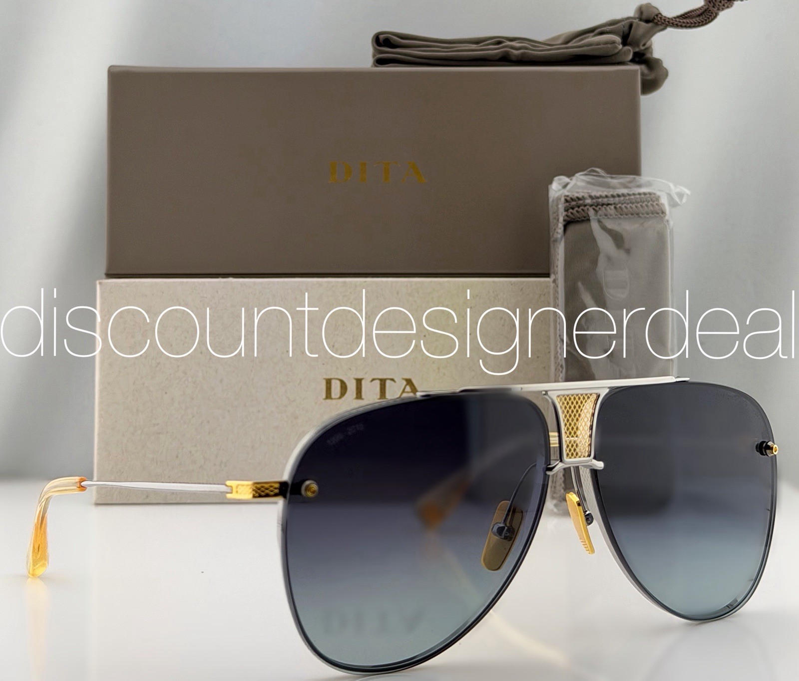 DITA Decade Two Sunglasses Silver Gold Gray Gradient 62mm DRX-2082-A-SLV-GLD NEW