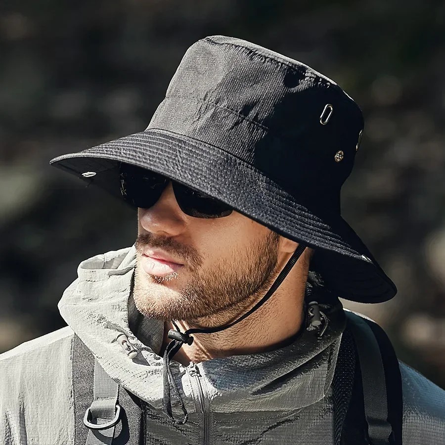Wide Brim Sun Hat UV Protection Bucket Cap For Hiking Camping Fishing Safari Men