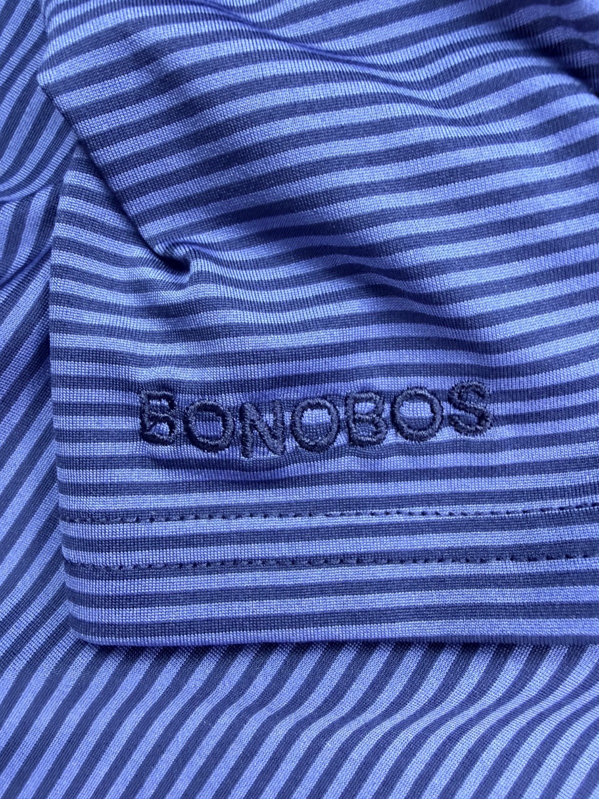 Bonobos Golf Polo Shirt Mens M Slim Fit Blue Striped Performance Short Sleeve