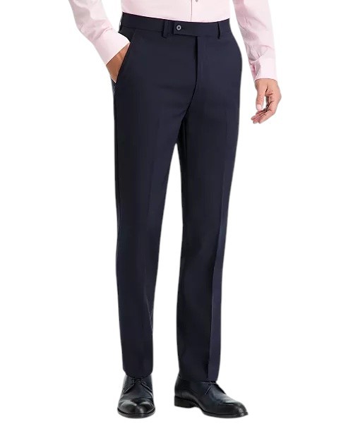 Calvin Klein Mens Slim fit Wool Dress Pants 32 / 32 Navy Blue Solid
