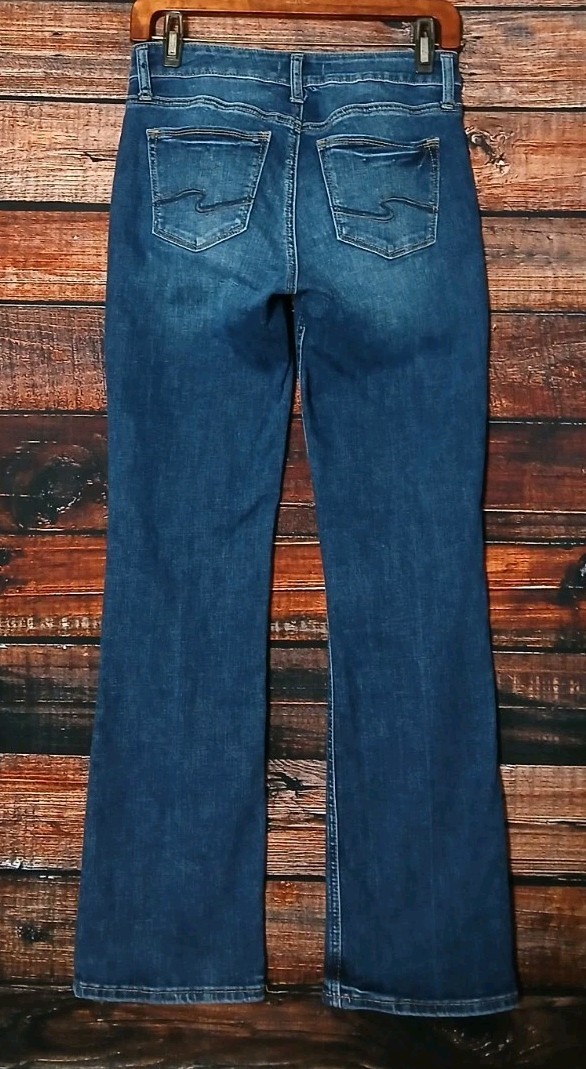Silver Jeans 27 Suki Slim Boot Cut Button Fly Dark Wash Blue Denim Stretch