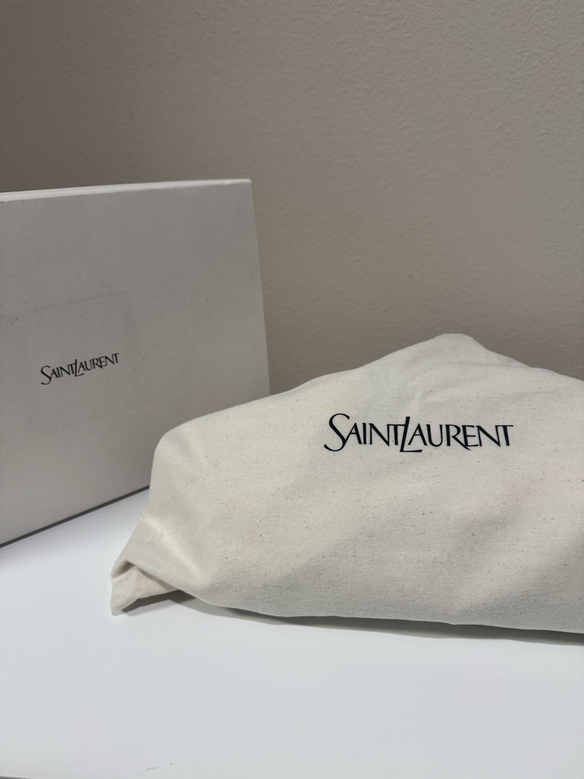 Saint Laurent YSL Cassandre Black Grained Leather Belt Bag Gold Hardware Box