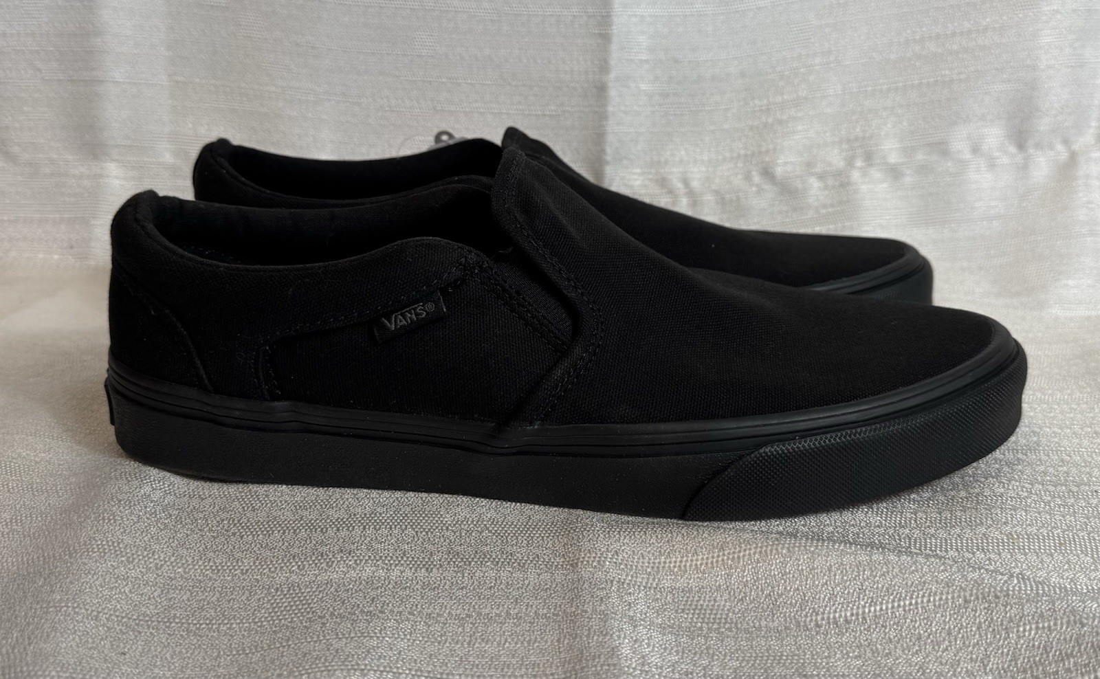 Vans Men’s Asher Slip On Double Black Canvas Casual Skate Shoes Size 10.5 NIB