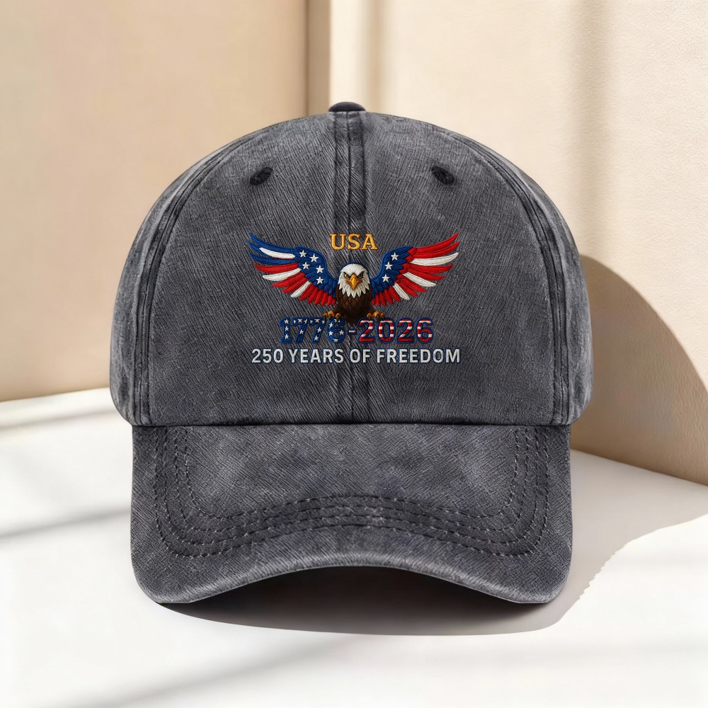Patriotic USA 250th Freedom Eagle Cap-Adjustable Baseball Hat for All Occasions