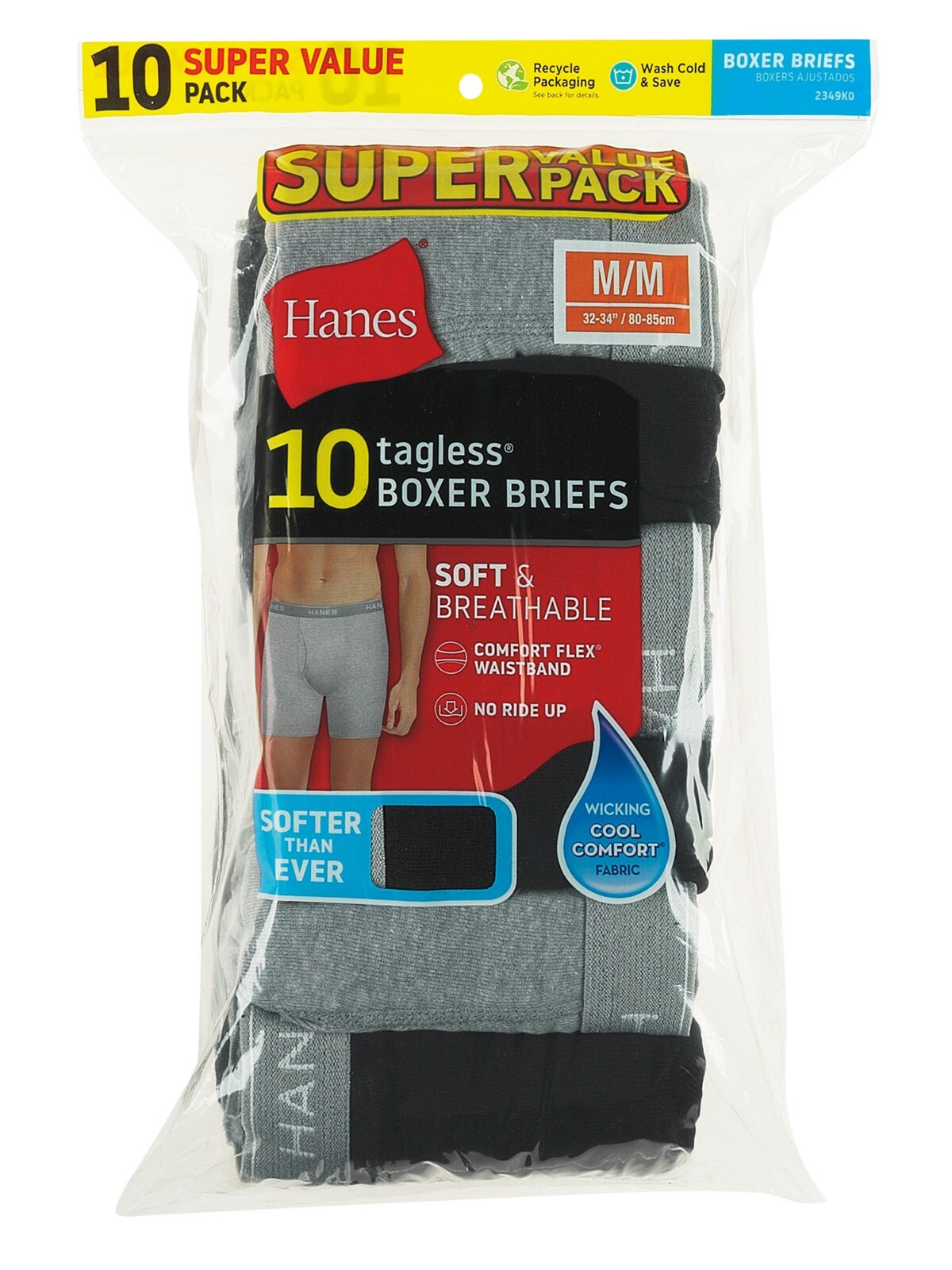 Hanes Men’s Super Value Pack Assorted Boxer Briefs, 10-Pack Soft and Breathable