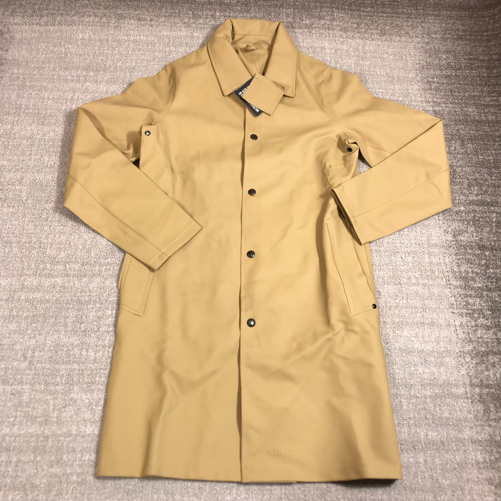 Stutterheim Stockholm Jacket Mens Extra Small Raincoat Bomber Mosebacke Snap Tan