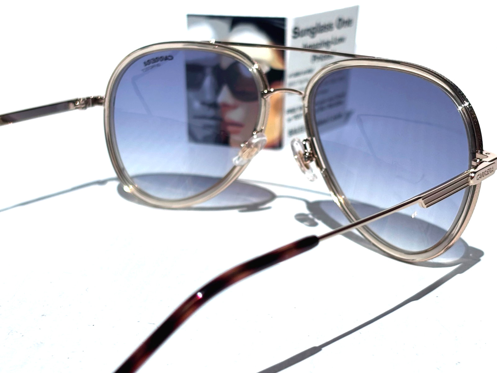 CARRERA Gold Gradient Champagne Blue Fade Lens Sunglass 1044/S HAM1V