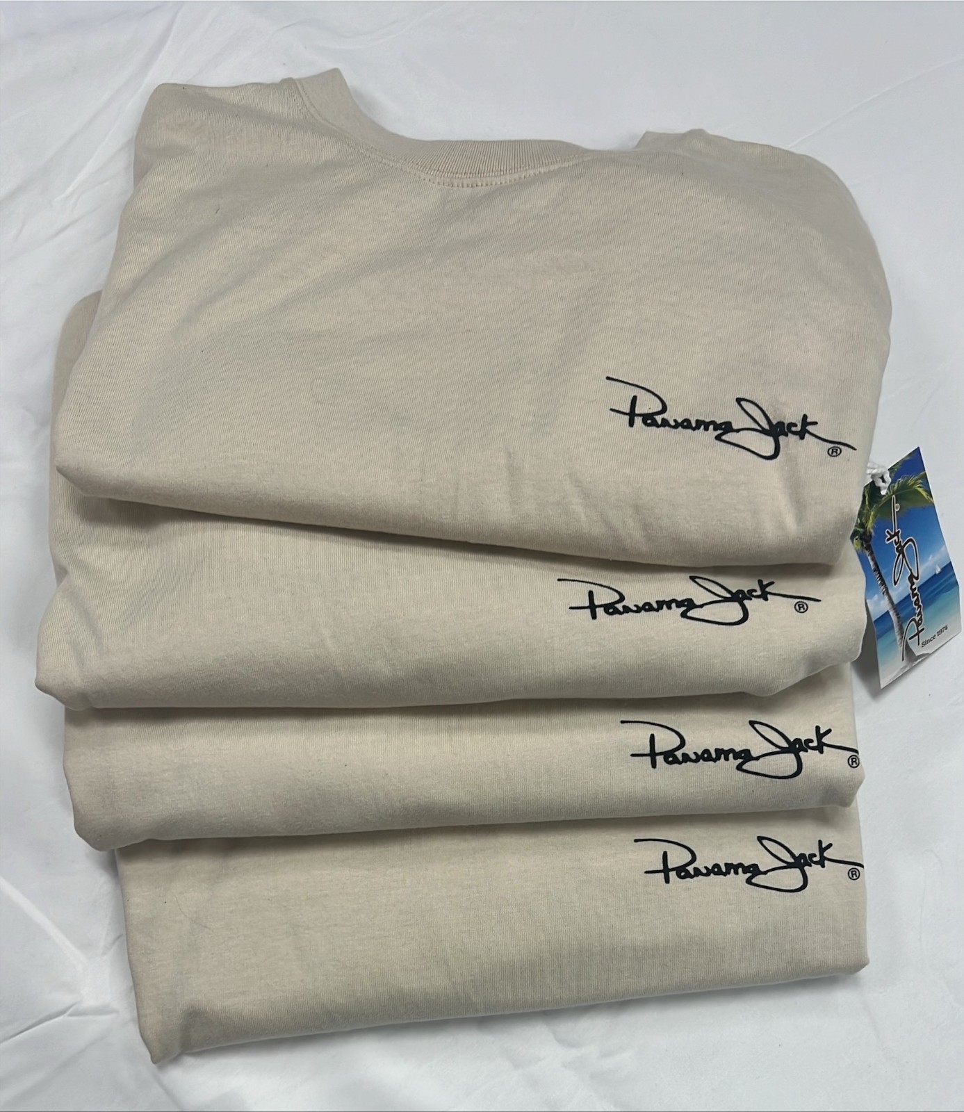 Panama Jack T-shirts, Size LG, Lot of 4,Cotton Blend Heavy Weight Unisex Khaki
