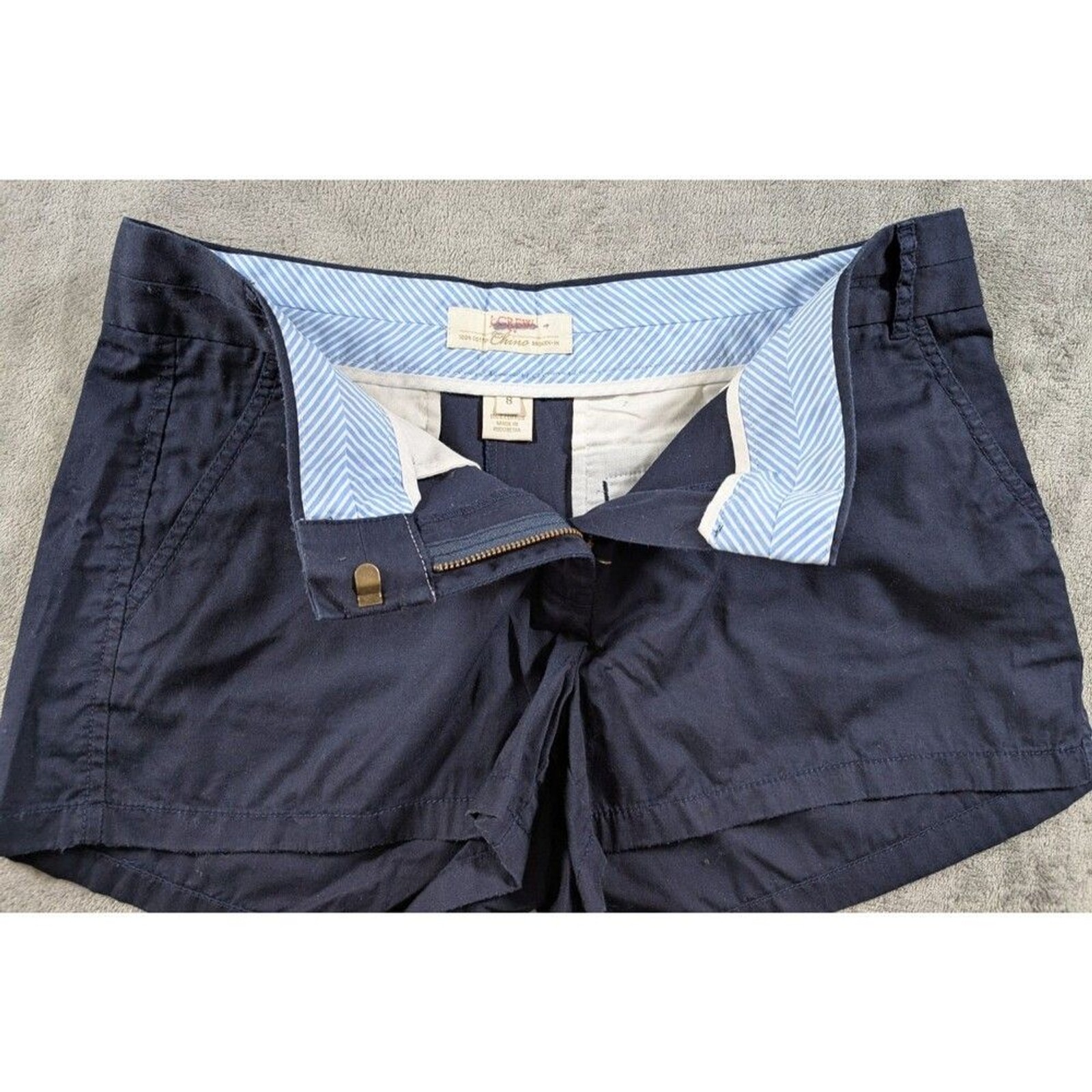 J.Crew Factory Chino Shorts Womens 8 Navy Blue Broken In Cotton Style 36234