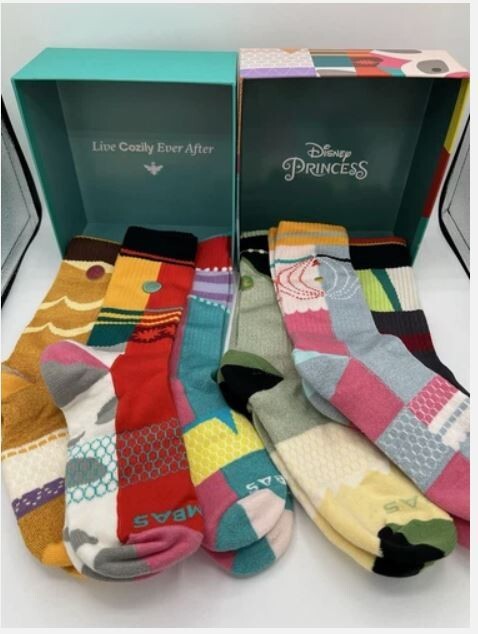 Disney Princess Bombas Socks 6 Pair Women Medium 8 9 10 10.5 Calf Crew Moana New