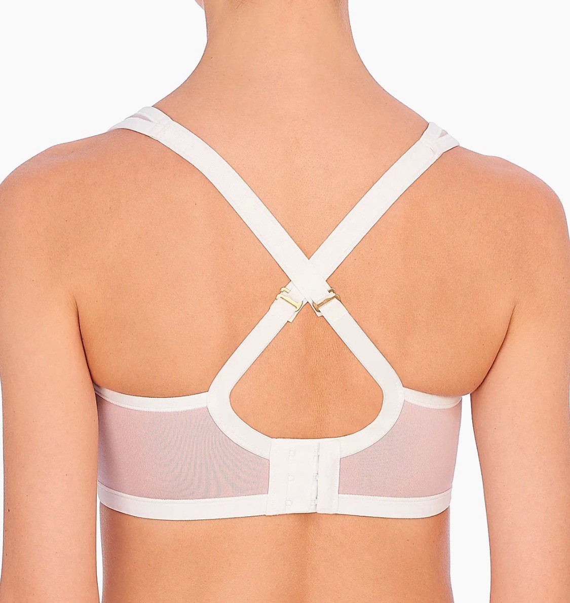 Natori 731050 Yogi Sports Bra Convertible Underwire Sz 32DD Mocha/Ivory