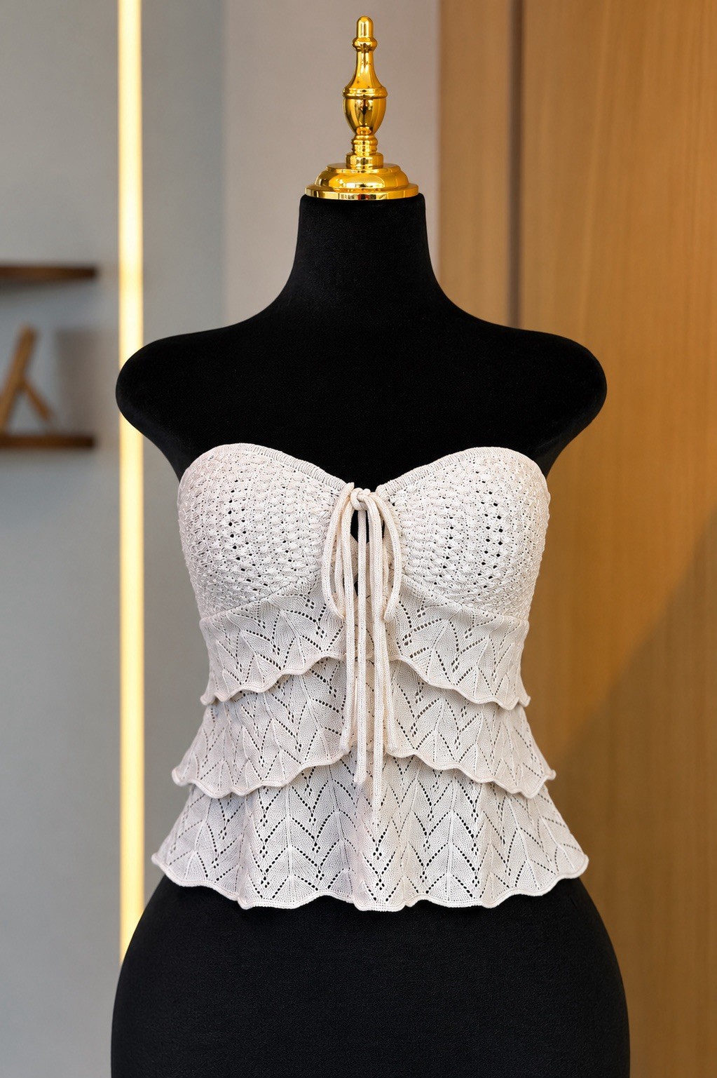 Aqua Ivory Lace Coastal Corset Tie Front Top | Coquette Muse