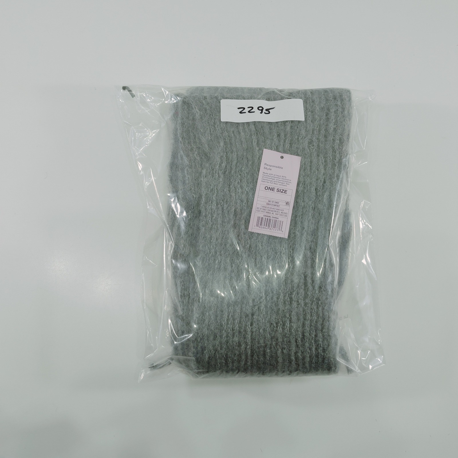 Wild Fable Gray Knit Fringe Scarf 100% Recycled Polyester One Size