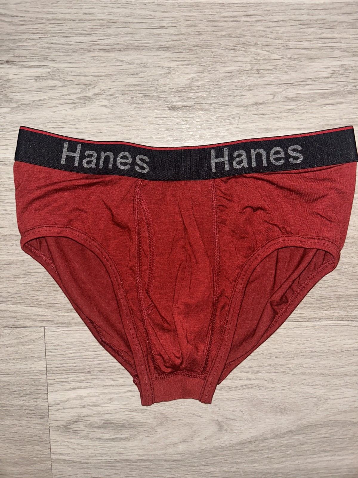 Hanes Comfort Flex Fit Tagless Brief, Maroon, Open Fly, Support Pouch, 2XL, NWOT