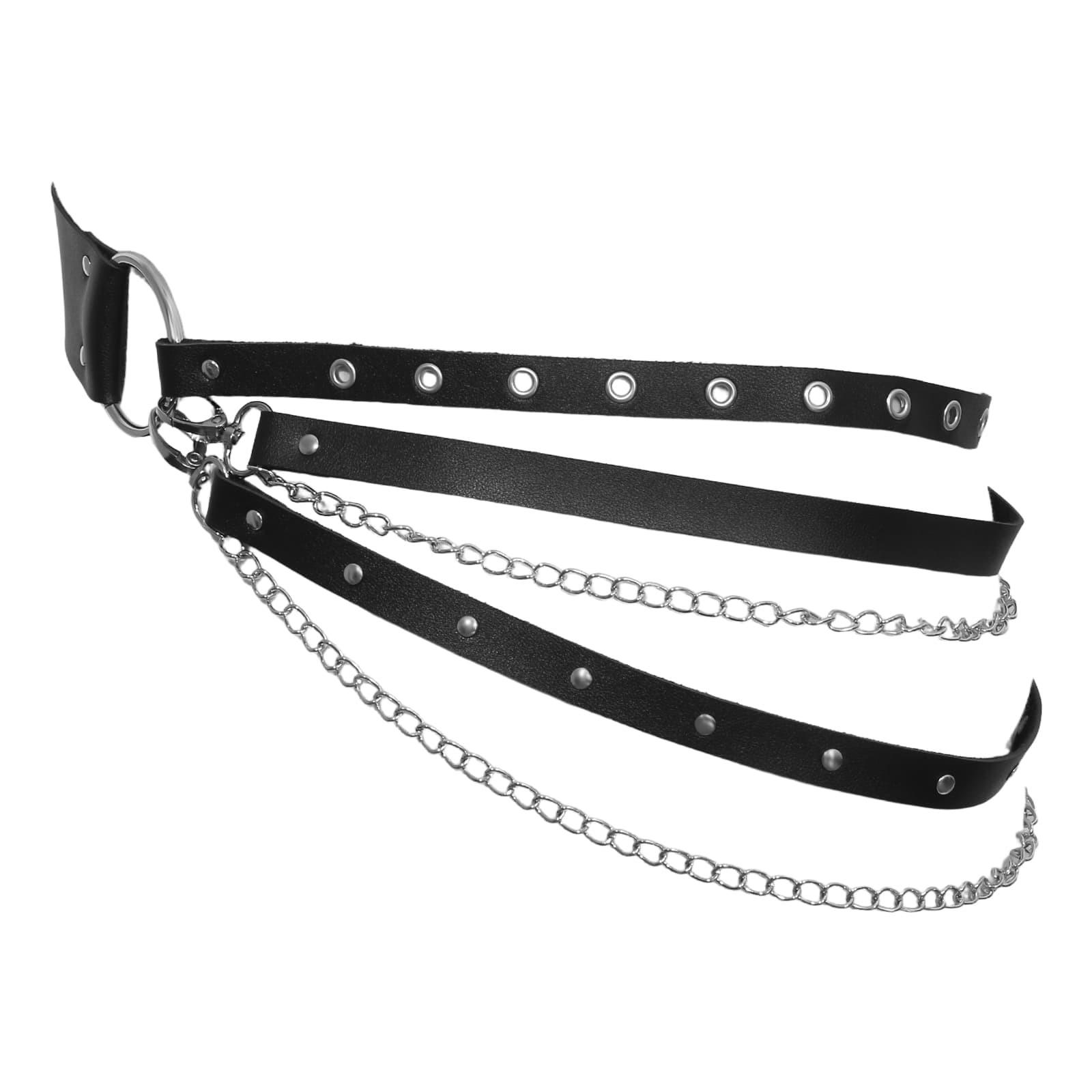Women Punk PU Leather Multi-layer Waist Belt Rivet Body Chain for Music Festival