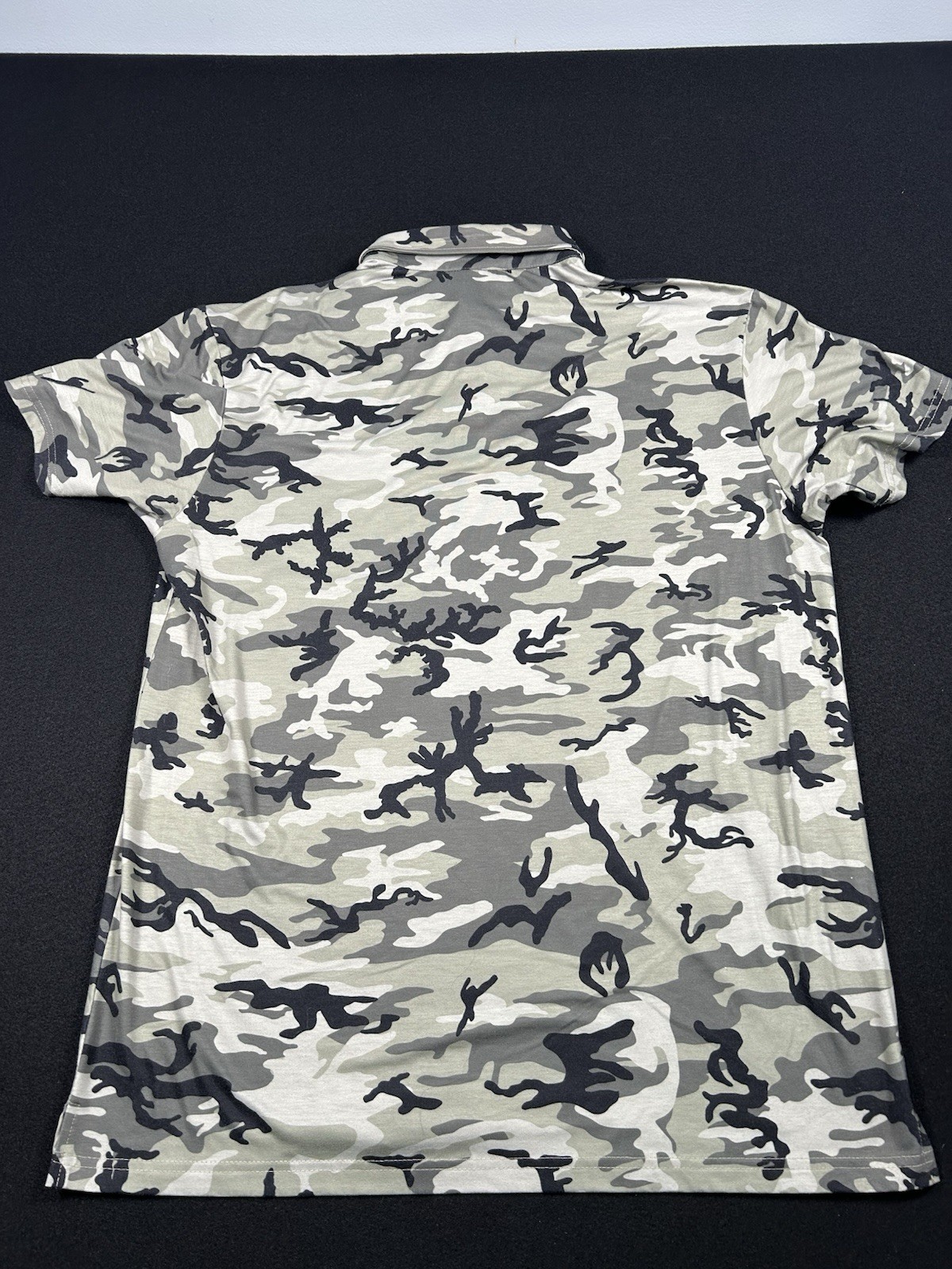 Warrior Men’s L Gray/Black/White Camo Polo Short Sleeve Logo (1080)