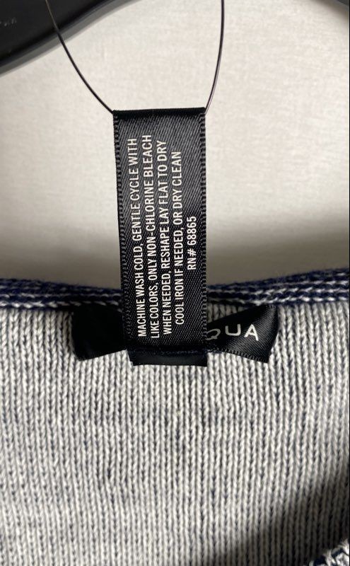 AQUA Women’s Navy White Colorblock Cotton Hooded V-Neck Sweater NWT Sz XS