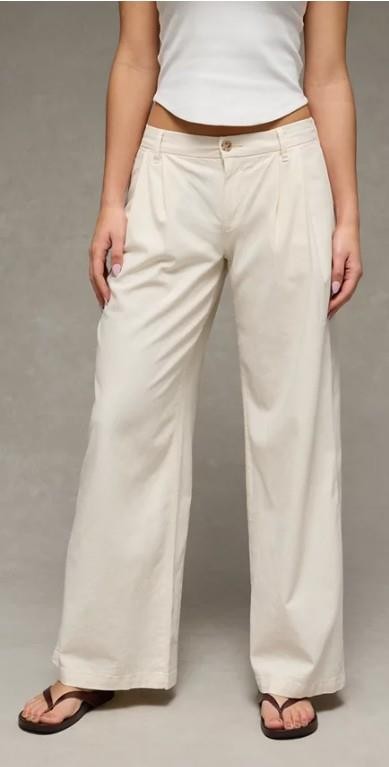 NWT American Eagle AE Low-Rise Linen-Blend Trouser