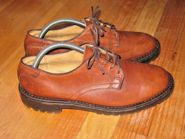 Stunning J crew Men’s Leather Derby Shoes Lug Sole Walnut Brown size 9M USA