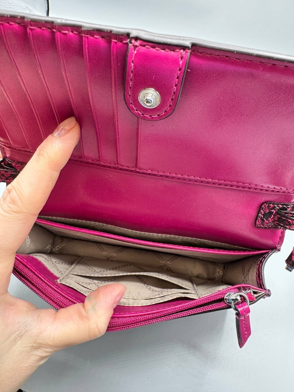 Michael Kors Jet Set Small Snake Print Crossbody Bag Pink Black Leather