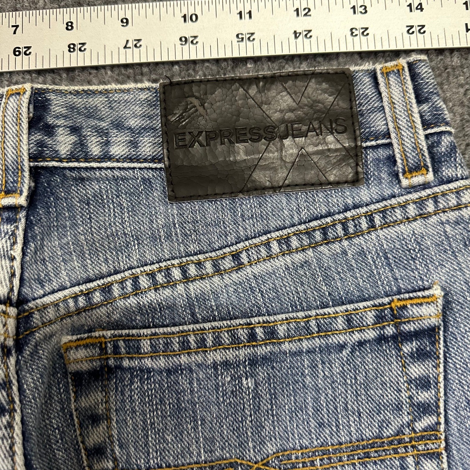Express Jeans Womens Size 1/2 L Blue Low Rise Flare Cotton Denim Medium Wash Y2K