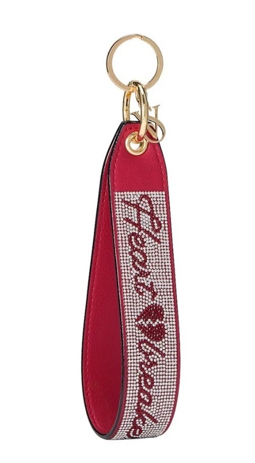 Victoria’s Secret Wristlet Strap Keychain Bling Red Heart Breaker Rhinestone New