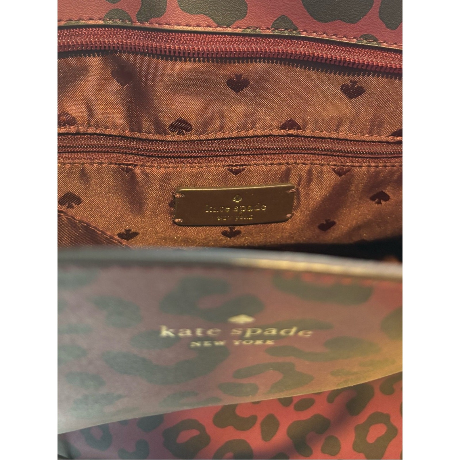 Kate Spade New York Schuyler Medium Toto Burgandy and Dark Brown Leopard-Prinr