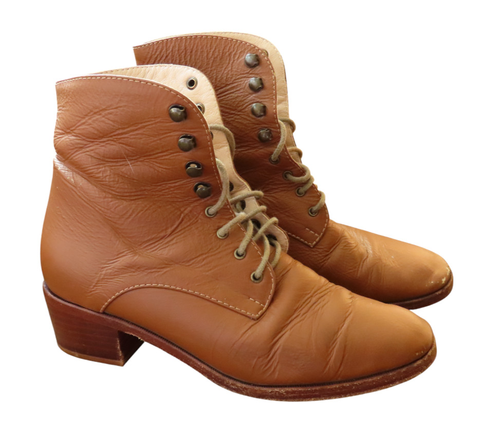 CHRISTY DAWN Older Handmade Los Angeles BROWN LEATHER Granny Boots 7 ‼️DAMAGED‼️