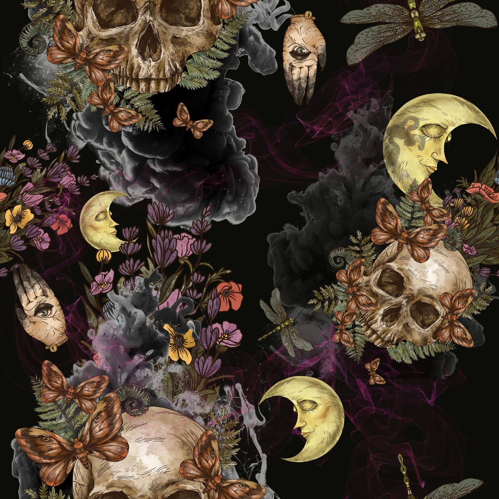 Spooky Moons Skulls Horror Halloween Capris W/ Pockets || Buttery Soft || OS