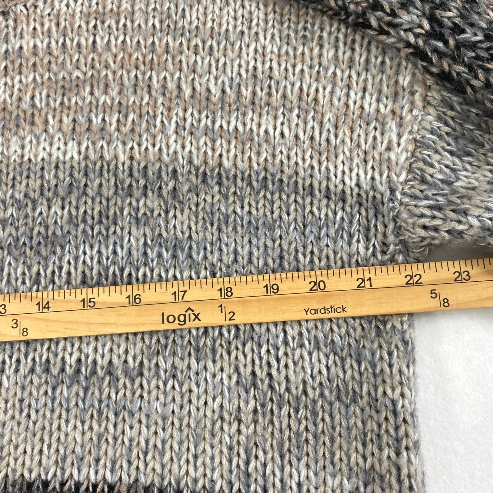 Cupio Ombre Knit Sweater Womens XL Chunky Pullover Brown Gray Black Varigated
