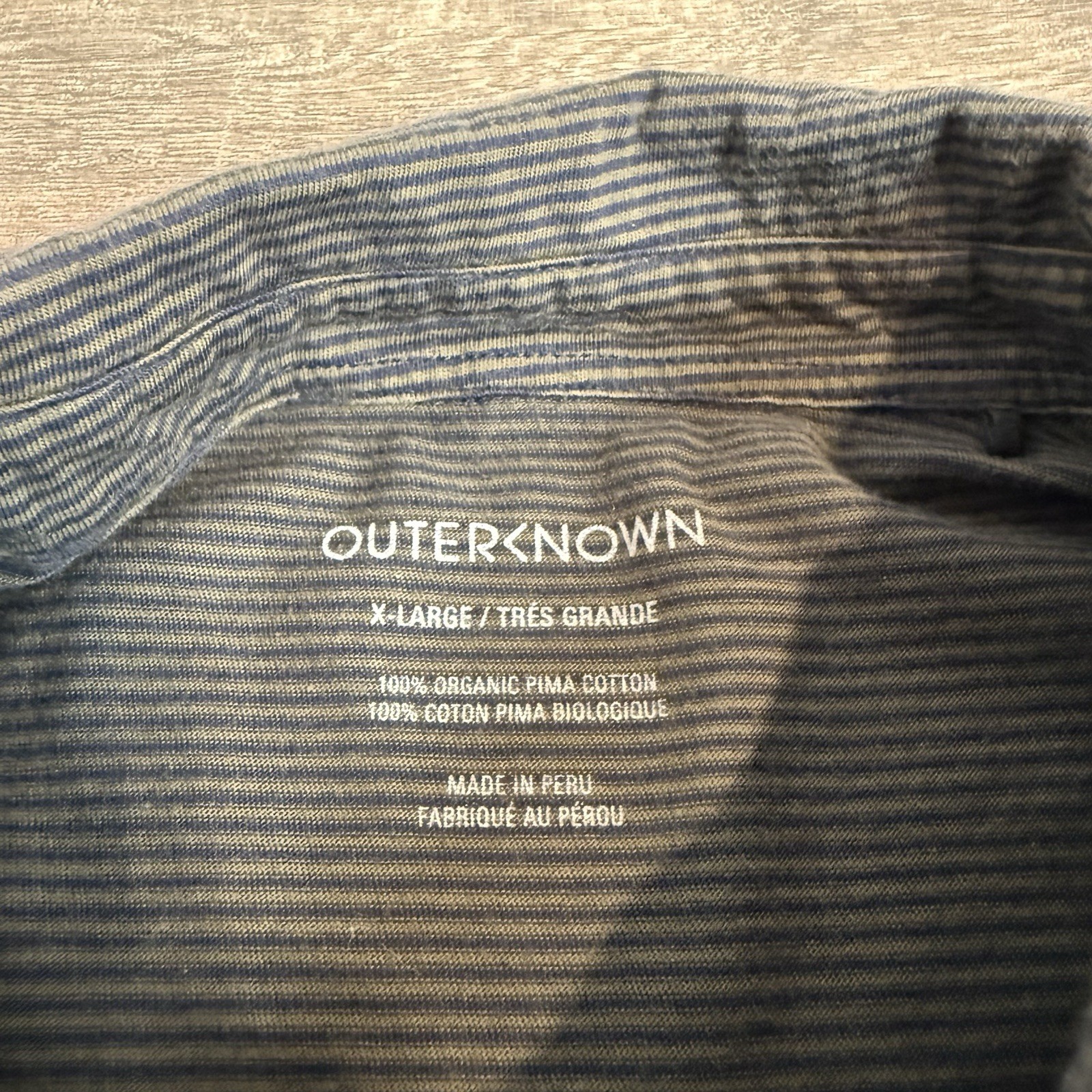 Outerknown Mens Pocket Polo Shirt Size (XL) Organic Cotton Striped Dark Gray B7