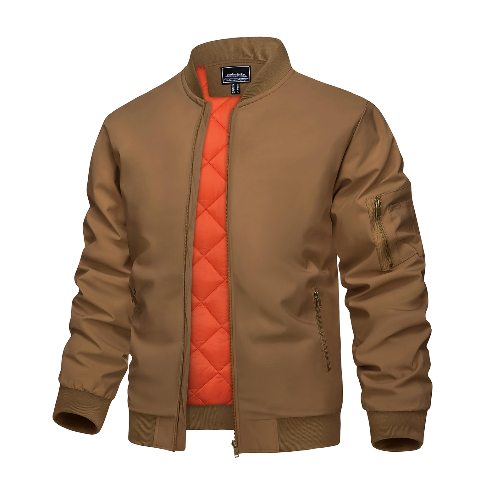 Mens Casual Windproof Bomber Jacket Full Zip Windbreaker Warm Winter Padded Coat