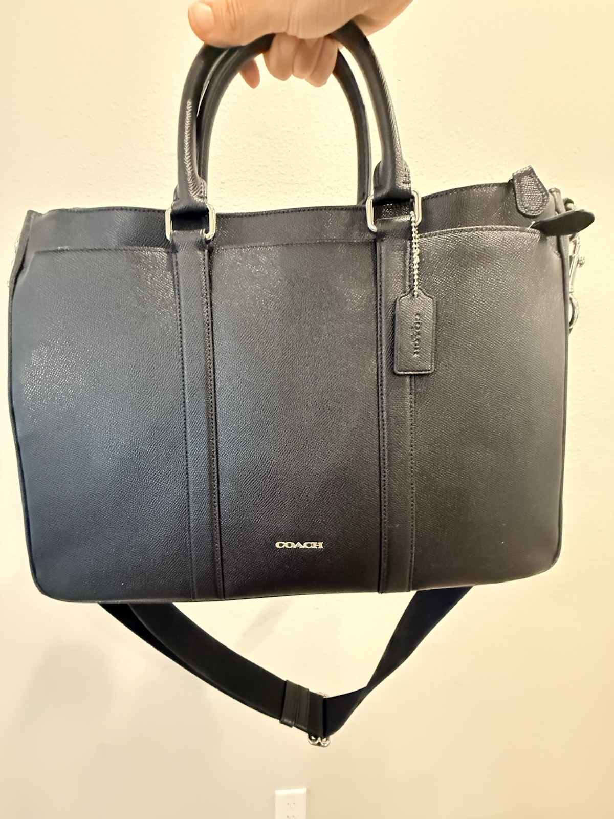 Coach Perry Metropolitan Tote in Black Crossgrain Leather