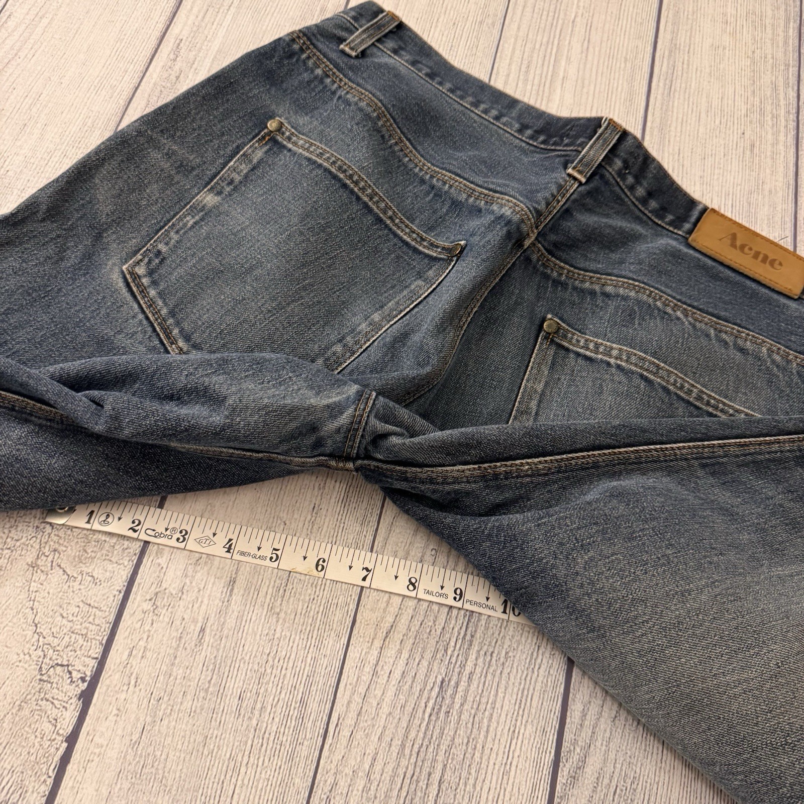Acne Studios Max Raw Straight Leg Jeans Men 35×32 Blue Denim Made In Albania
